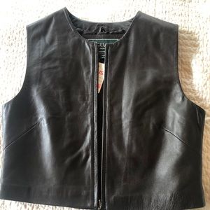 Vintage NWT Leather Vest Brown size small